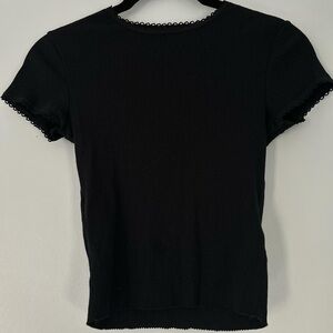 Black High Neck Ribbed Baby Tee